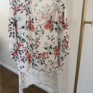 Floral Women's Top - White and Red